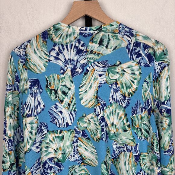 Chico's Seashell Open Front Cardigan Size XL Linen Blend Beach Colorful Coastal - Picture 7 of 11